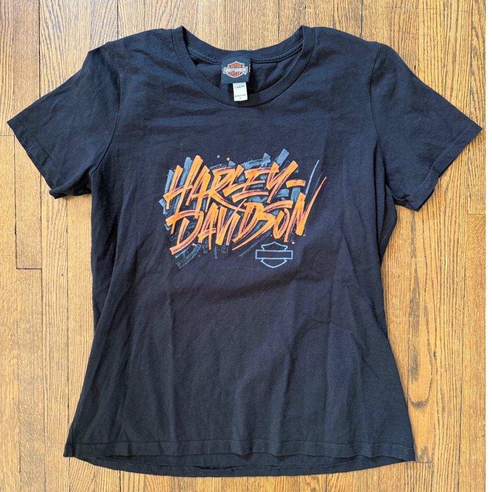 Harley-Davidson Womens Graphic T-Shirt Black Iron Hill Waukon IA Size L
